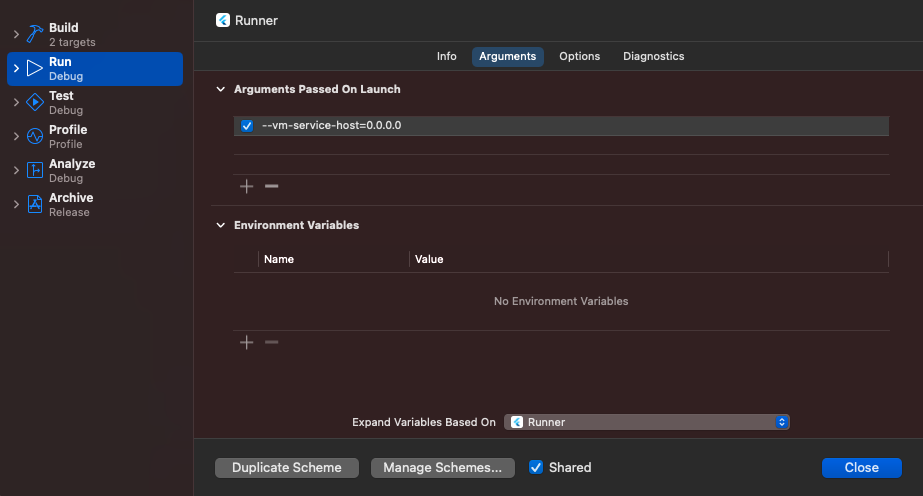 Arguments Passed On Launch with an IPv4 network added