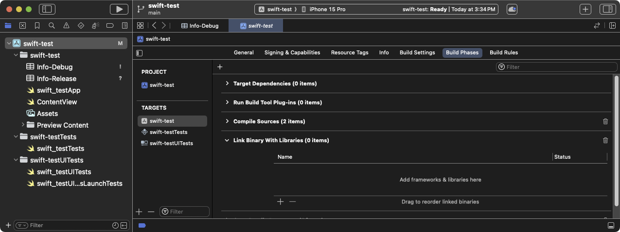 Expand the Link Binary With Libraries build phase in Xcode