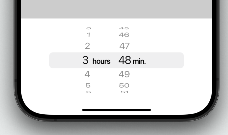 Image/visualization of the CupertinoTimerPicker widget.