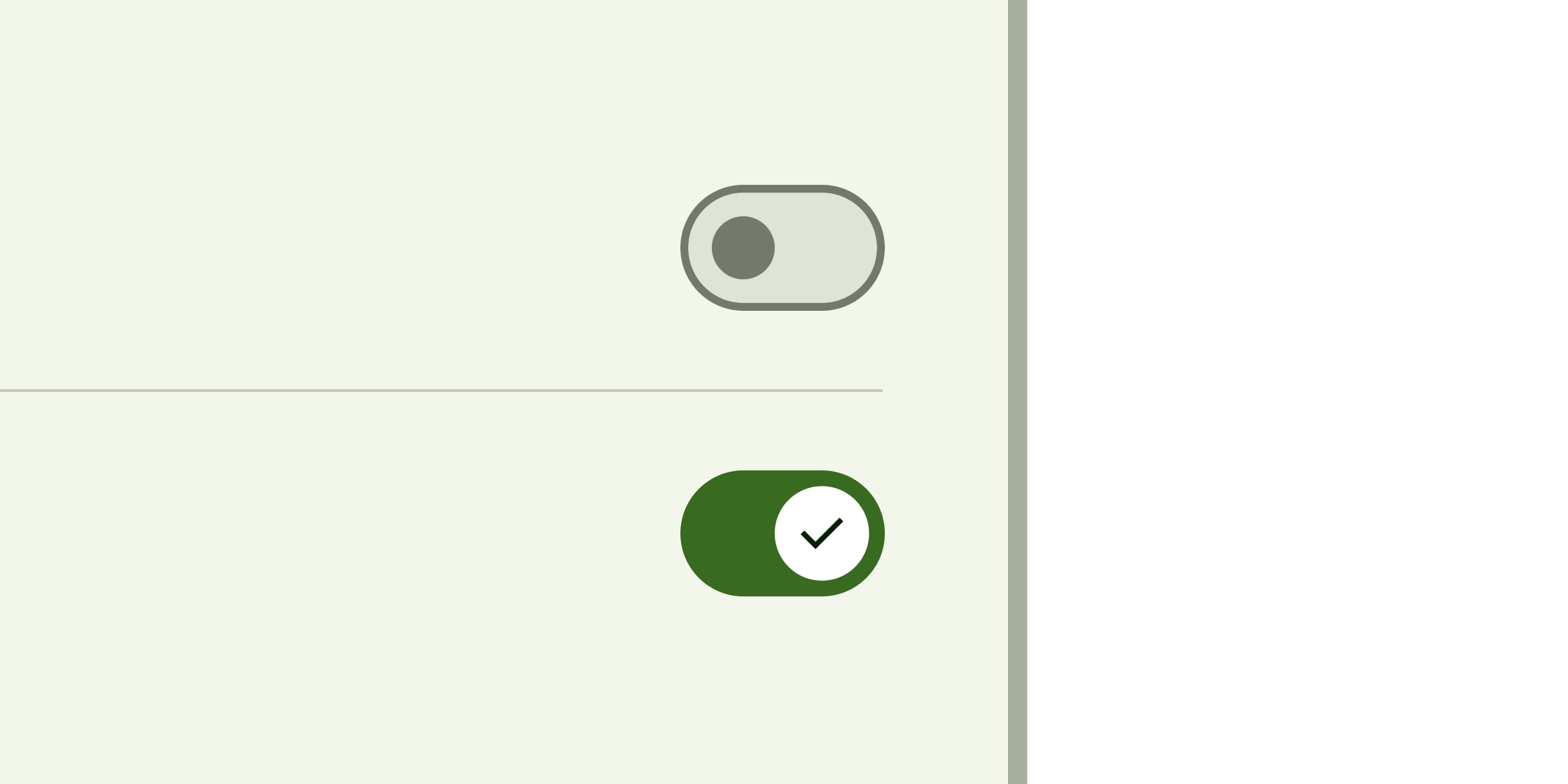 Rendered example of the Switch Material widget.