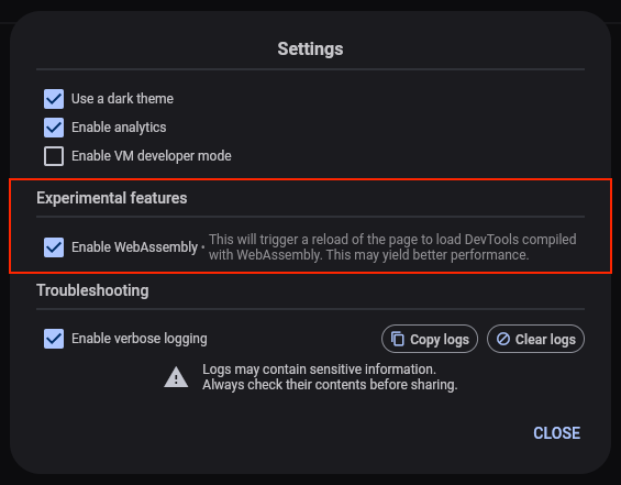 Wasm opt-in setting